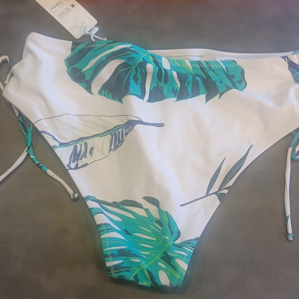 NWT. Cupshe Neon Orange And Leafy Knotted Drawstring Bikini Set - Picture 11 of 11